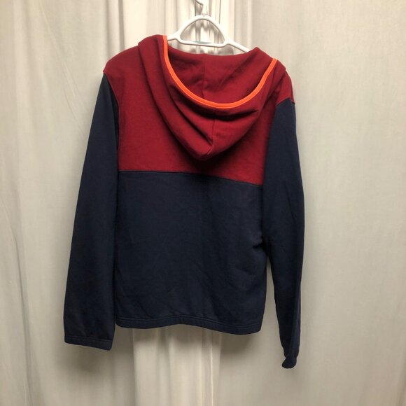 Reebok Hooded Pullover Sweatshirt Youth XXL 18 Maroon Blue Front Pocket Jacket - Picture 2 of 8